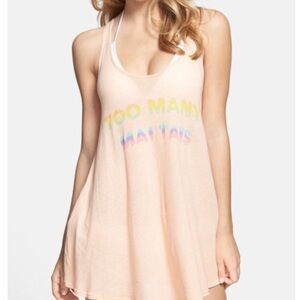Wildfox Peach 'Too Many Mai Tais' Oversized Tank Top Size Medium